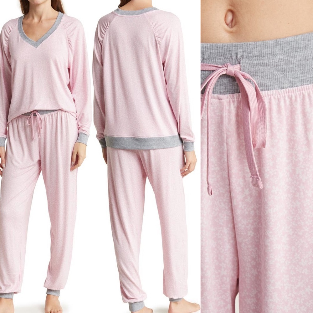 NWT Splendid Raglan Long Sleeve Top & Jogger Pajamas - “Vintage Pink Print”